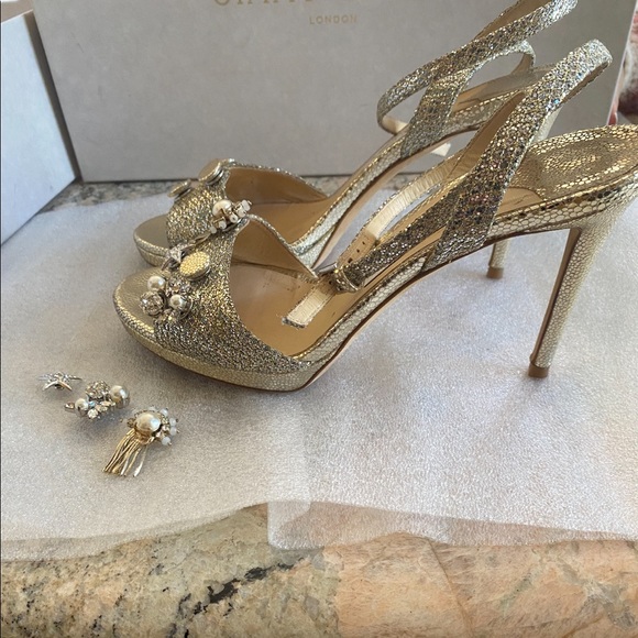 Jimmy Choo Electra 100 Champagne Glitter Heels size 39 - Picture 4 of 16